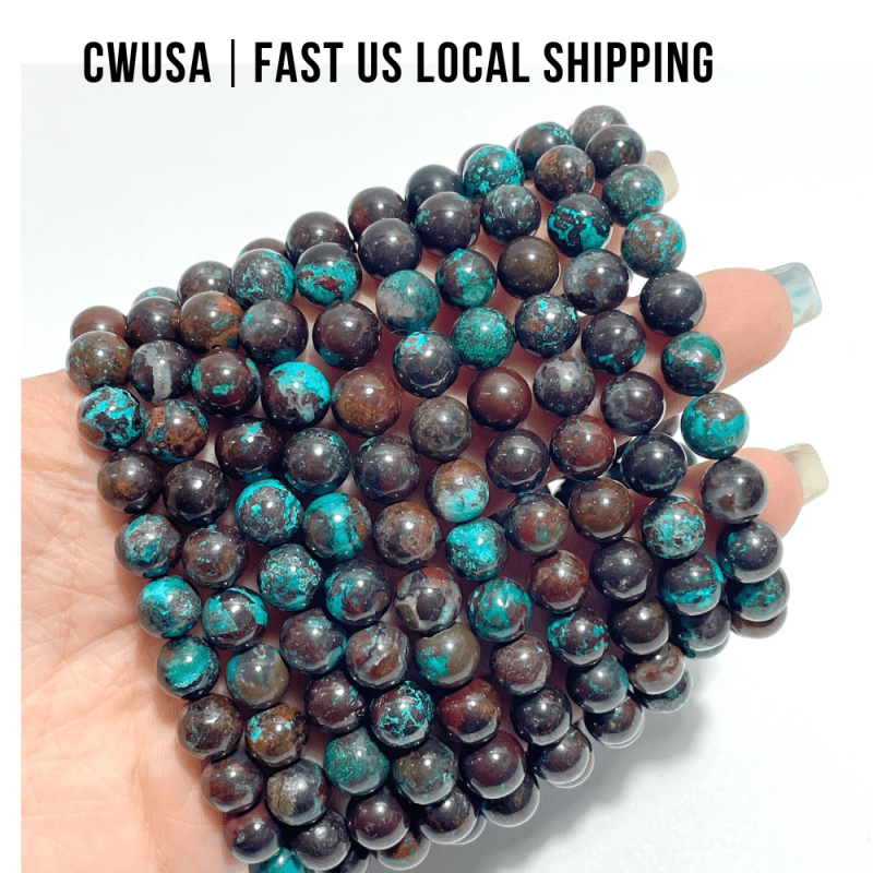 Local Stock - 8MM Chrysocolla mixed Malachite Bracelets Wholesale - Wholesale Crystals