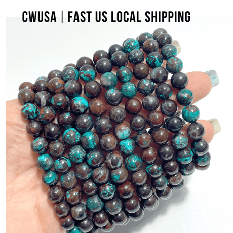 Local Stock - 8MM Chrysocolla mixed Malachite Bracelets Wholesale - Wholesale Crystals