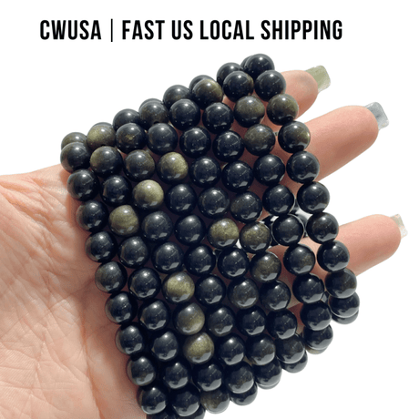 Local Stock - 8MM Gold Sheen Obsidian Bracelets Wholesale - Wholesale Crystals