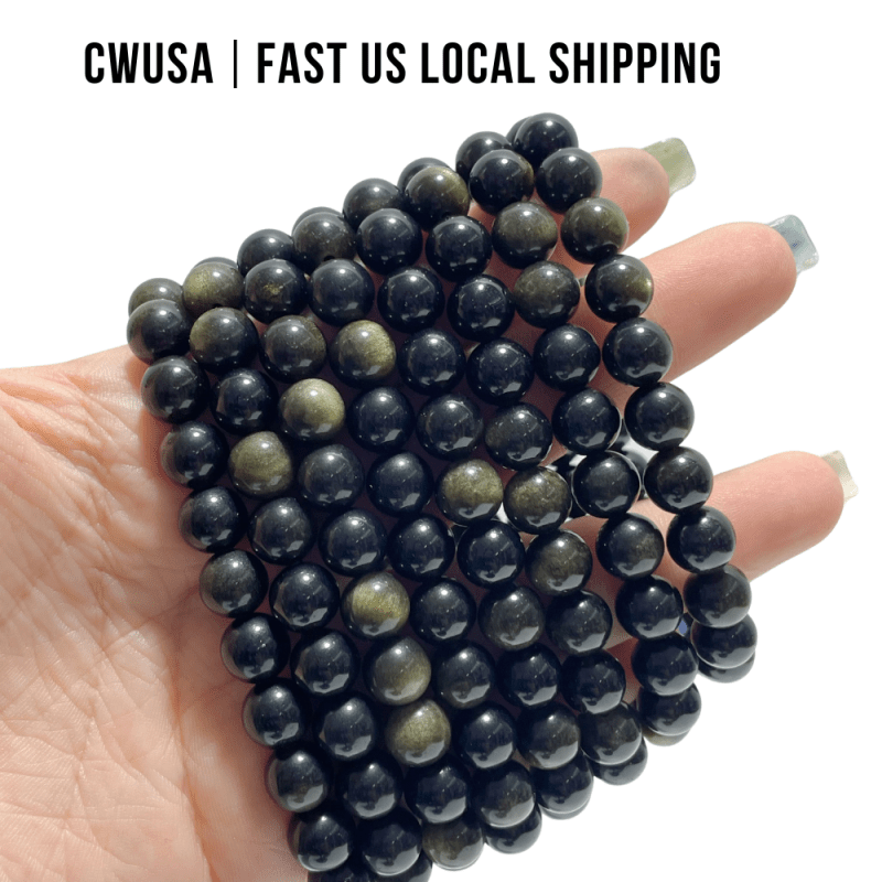 Local Stock - 8MM Gold Sheen Obsidian Bracelets Wholesale - Wholesale Crystals