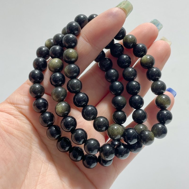 Local Stock - 8MM Gold Sheen Obsidian Bracelets Wholesale - Wholesale Crystals