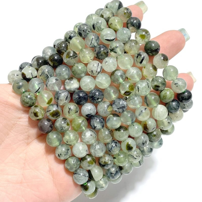 Local Stock - 8MM Green Prehnite Mixed Green Tourmaline Bracelet Wholesale - Wholesale Crystals