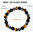 Local Stock - 8MM Hematite Tiger Eye Black Tourmaline Mixed Bracelets Wholesale - Wholesale Crystals