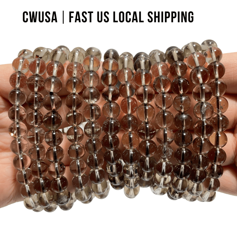 Local Stock - 8MM High Quality Light Color Smoky Quartz Bracelets Wholesale - Wholesale Crystals