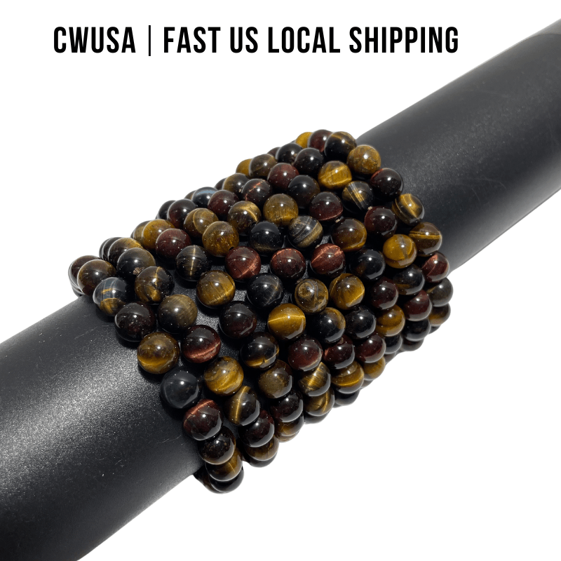 Local Stock - 8MM Red&Gold&Blue Tiger Eye Mixed Color Bracelets Wholesale - Wholesale Crystals