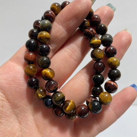 Local Stock - 8MM Red&Gold&Blue Tiger Eye Mixed Color Bracelets Wholesale - Wholesale Crystals