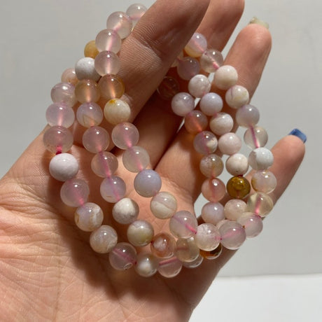 Local Stock - 8MM Sakura Flower Agate Bracelets Wholesale - Wholesale Crystals