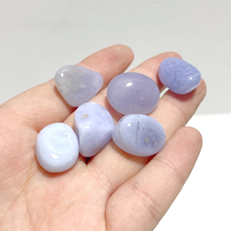 Local Stock - Blue Chalcedony Small Tumbled Wholesale - Wholesale Crystals