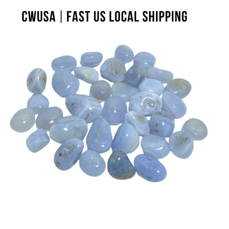 Local Stock - Blue Chalcedony Small Tumbled Wholesale - Wholesale Crystals