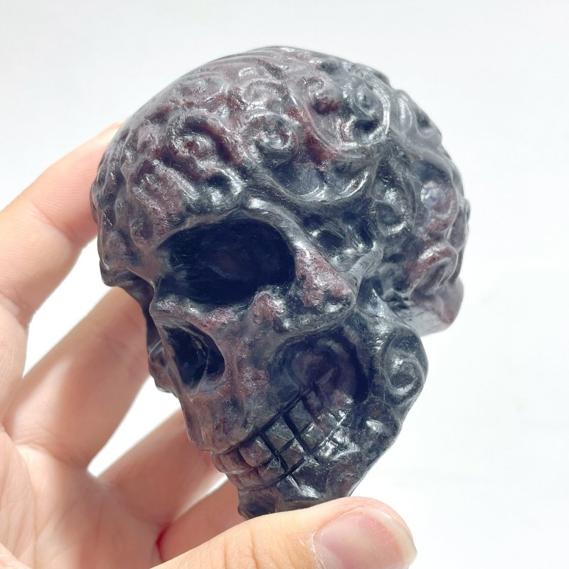 Local Stock - Garnet Mixed Astrophyllite Skull Carving Wholesale - Wholesale Crystals