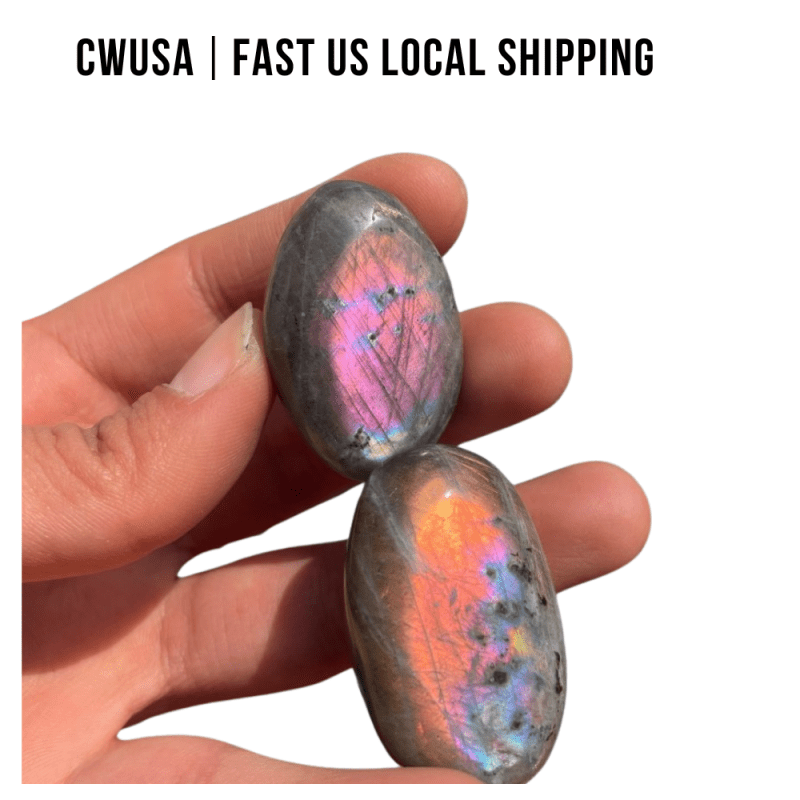 Local Stock - Purple Yellow Labradorite Palm Stone 1kg(2.2lbs) Wholesale - Wholesale Crystals