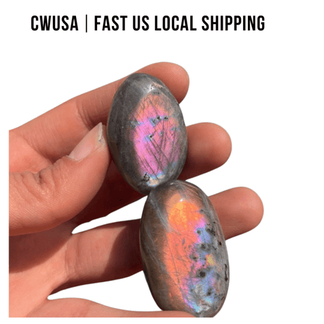 Local Stock - Purple Yellow Labradorite Palm Stone 1kg(2.2lbs) Wholesale - Wholesale Crystals