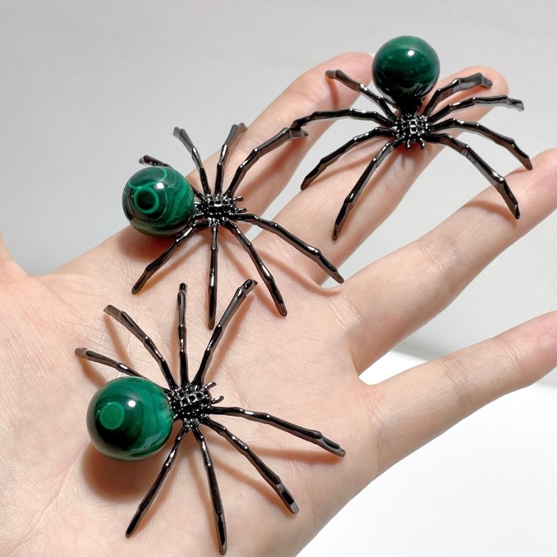 Malachite Sphere Spider Ornament Handmade Alloy Spider Wholesale - Wholesale Crystals