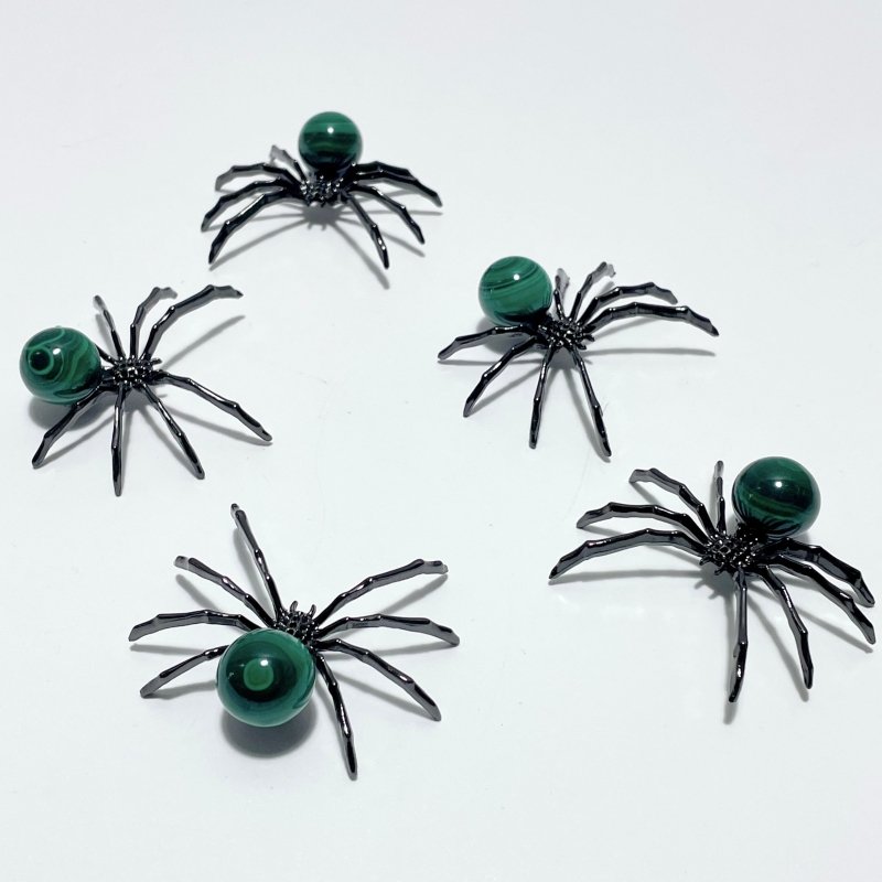 Malachite Sphere Spider Ornament Handmade Alloy Spider Wholesale - Wholesale Crystals