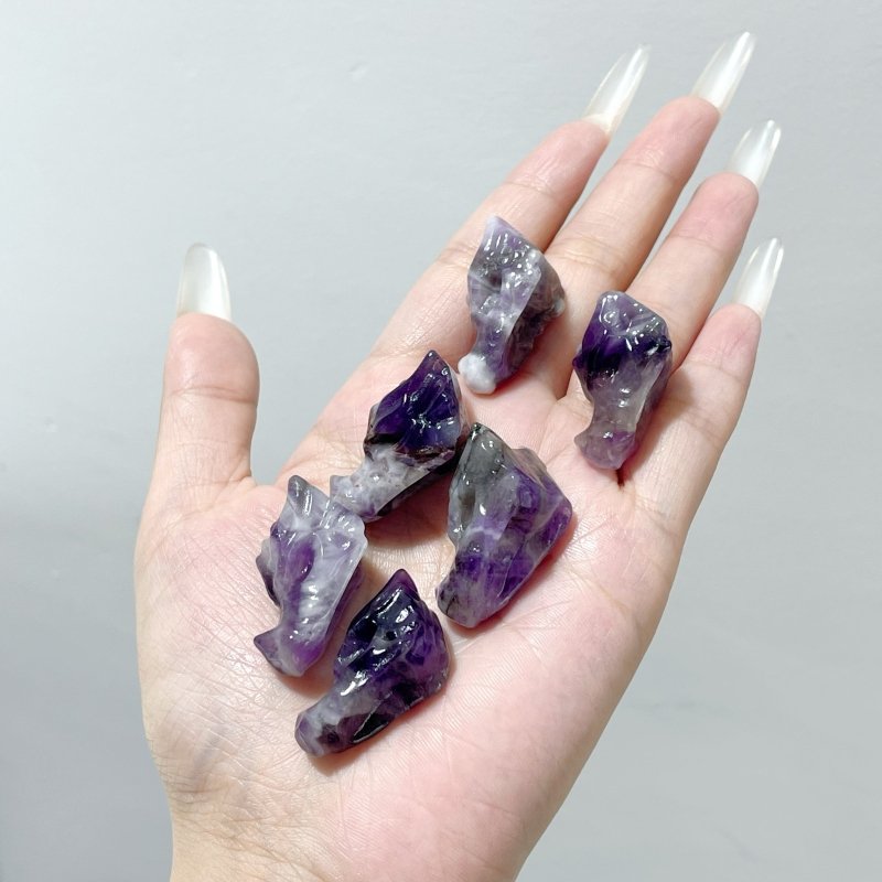 Mini Chevron Amethyst Dragon Head Carving Wholesale - Wholesale Crystals