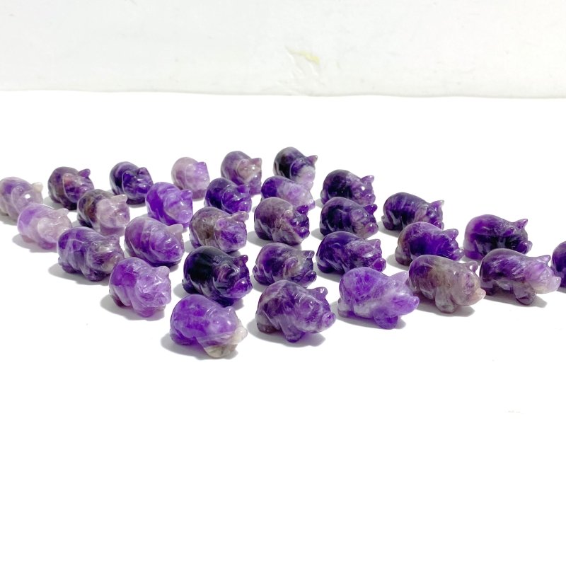 Mini Chevron Amethyst Pig Carving Wholesale - Wholesale Crystals