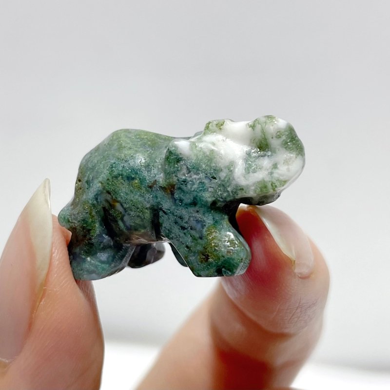 Mini Moss Agate Elephant Carving Wholesale - Wholesale Crystals