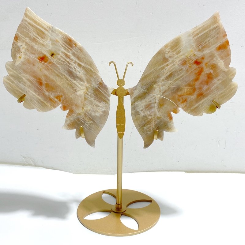 Moonstone Butterfly Wing Carving With Stand -Wholesale Crystals