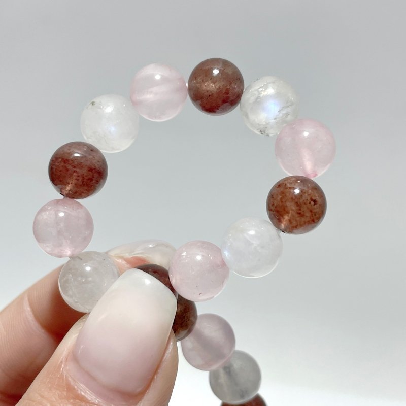 Moonstone Strawberry Quartz Rose Quartz Mixed Bracelet Wholesale - Wholesale Crystals