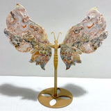 Morocco Agate Butterfly Wing Carving With Stand - Wholesale Crystals