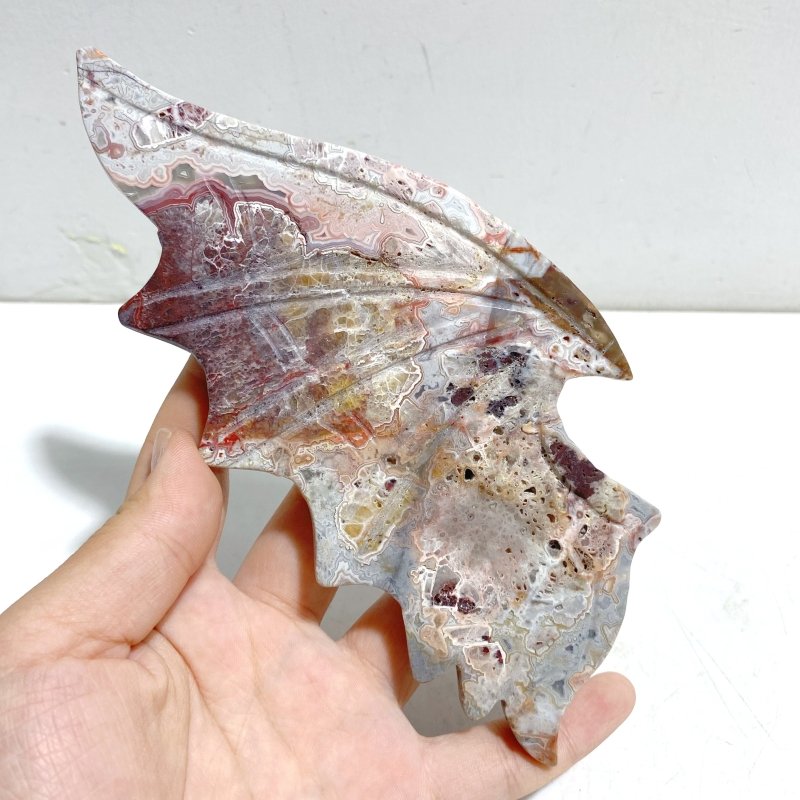 Morocco Agate Demon And Angel Wing Carving With Stand - Wholesale Crystals