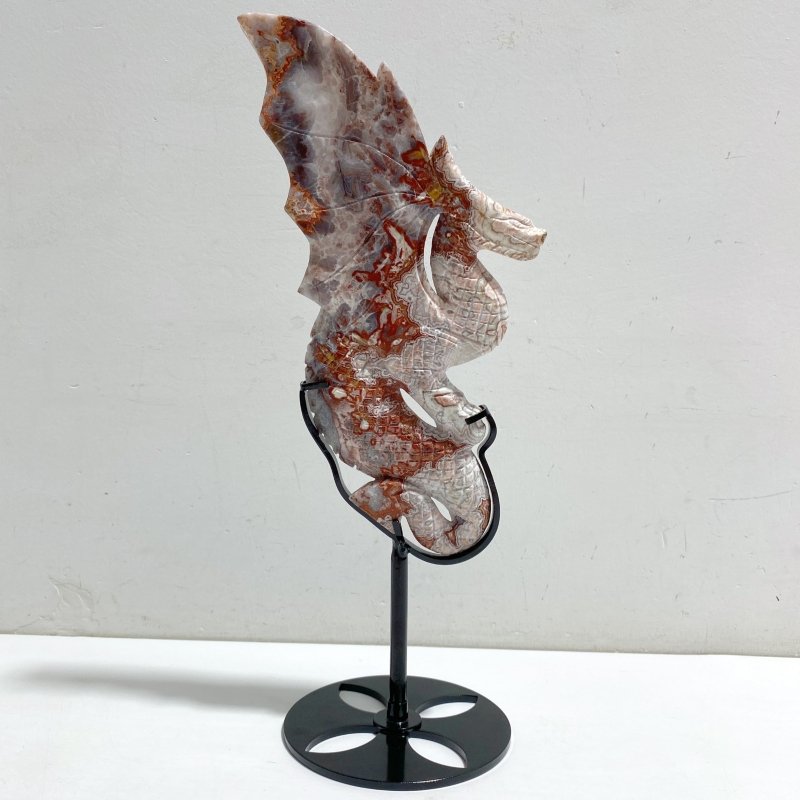 Morocco Agate Flying Dragon Carving With Stand -Wholesale Crystals