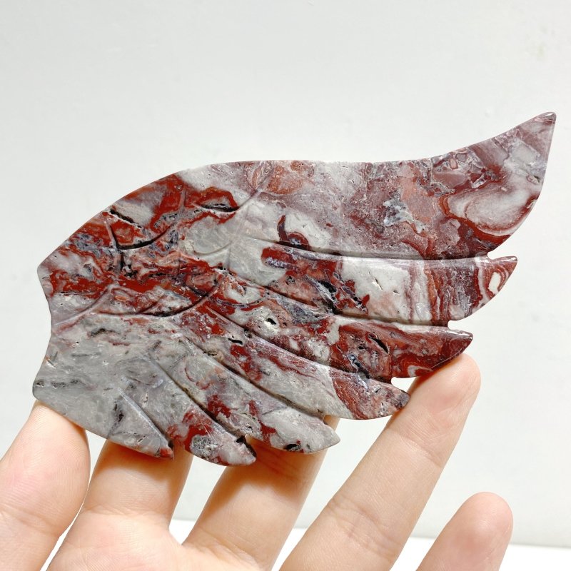 Morocco Agate Heart Wing Carving With Stand -Wholesale Crystals