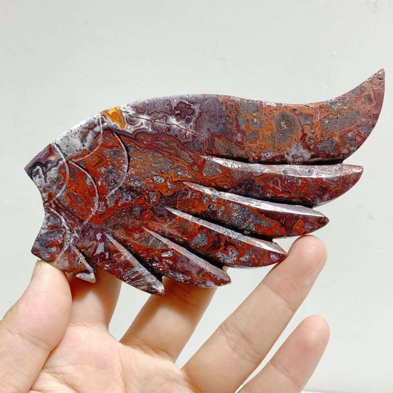 Morocco Agate Heart Wing Carving With Stand -Wholesale Crystals