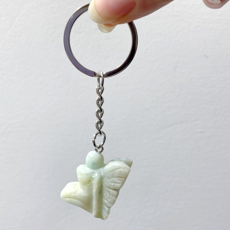 Moss Agate Butterfly Fairy Keychain Wholesale Caribbean Calcite Green Aventurine - Wholesale Crystals