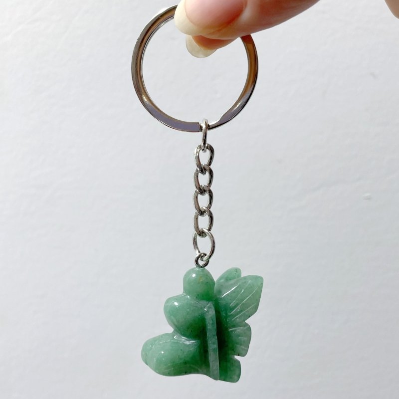 Moss Agate Butterfly Fairy Keychain Wholesale Caribbean Calcite Green Aventurine - Wholesale Crystals