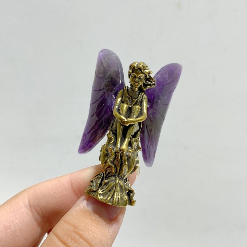 Moss Agate & Chevron Amethyst Crystal Butterfly Fairy Carving -Wholesale Crystals