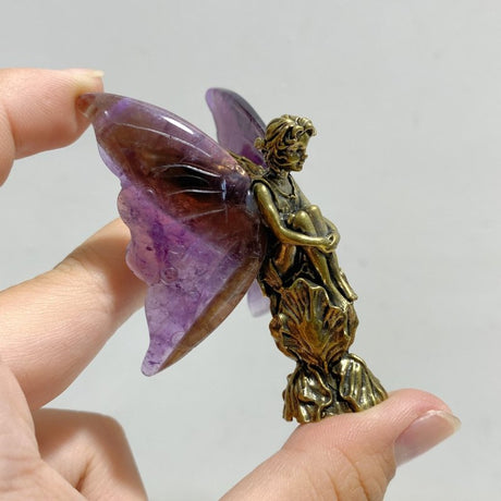 Moss Agate & Chevron Amethyst Crystal Butterfly Fairy Carving -Wholesale Crystals