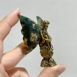 Moss Agate & Chevron Amethyst Crystal Butterfly Fairy Carving -Wholesale Crystals