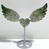 Moss Agate Heart Wing Carving With Stand -Wholesale Crystals