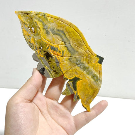 Natural Bumble Bee Stone Jasper Butterly Wing Carving With Stand - Wholesale Crystals