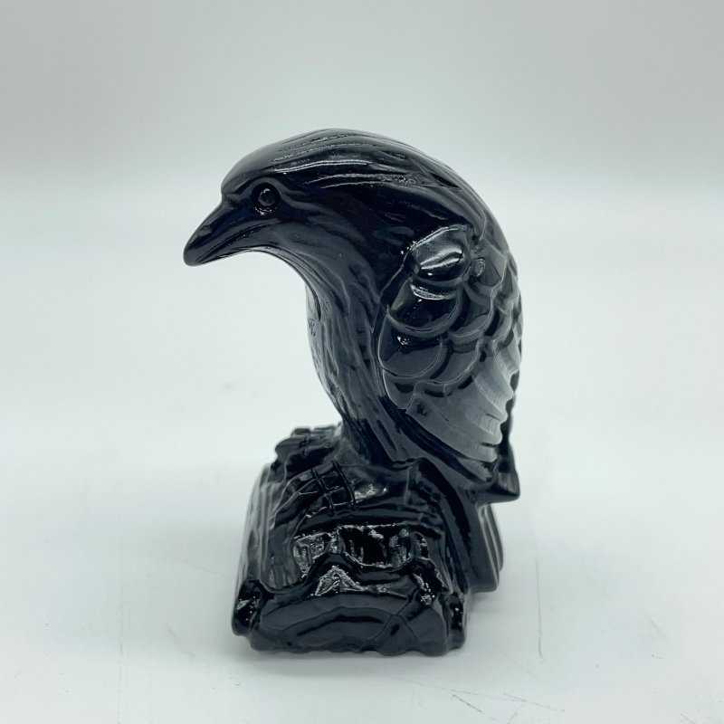 Obsidian Eagle Standing On The Wood Carving Wholesale -Wholesale Crystals