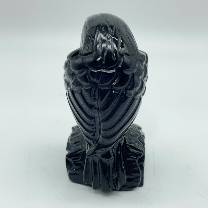 Obsidian Eagle Standing On The Wood Carving Wholesale -Wholesale Crystals