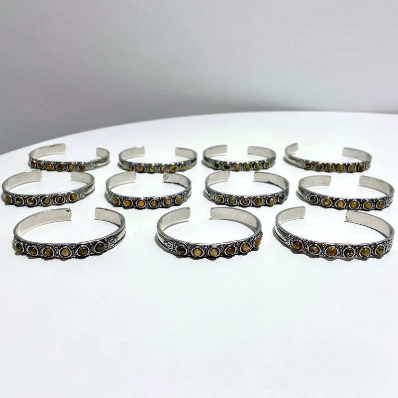 Open Bangle 11 Pieces Elegant Golden Rutile Adjustable Alloy Bracelet - Wholesale Crystals