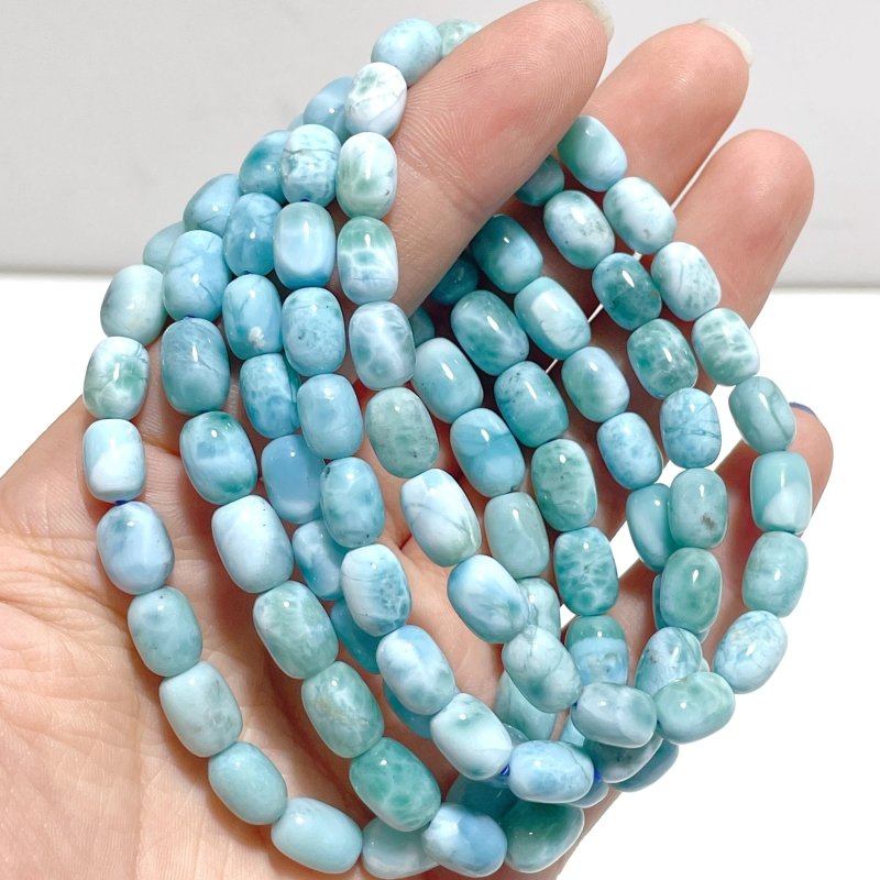 Oval Barrel Shape Larimar Bracelet Wholesale From Dominican Republic