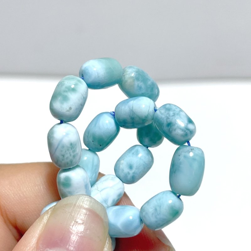 Oval Barrel Shape Larimar Bracelet Wholesale From Dominican Republic