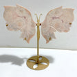 Pink Agate Butterfly Wing Carving With Stand -Wholesale Crystals