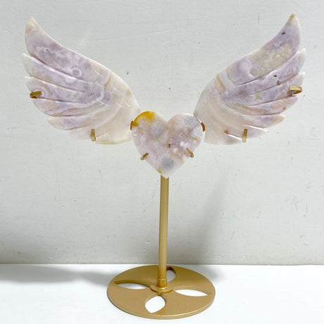 Pink Amethyst Heart Wing Carving With Stand -Wholesale Crystals