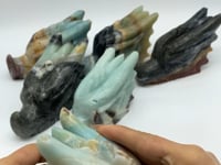 6 Pieces Large Caribbean Calcite Dragon Head Carving