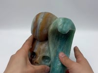 Caribbean Calcite Skull Snake Carving