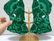 2 Pairs Polished Malachite Raw Slab Butterfly Wing With Stand (#5)