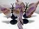 5 Pairs Amethyst Mixed Stripe Agate Butterfly Wing Carving With Stand