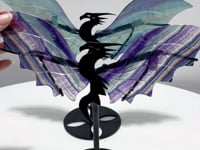 2 Pairs Rainbow Fluorite Flying Dragon Wing With Stand