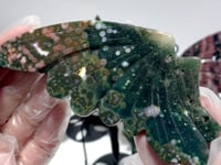 3 Pairs 8th Vein Ocean Jasper Butterfly Wing Carving With Stand #1