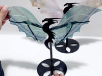 2 Pairs Flying Dragon Wing With Stand Pink Flower Agate Fluorite
