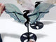 2 Pairs Flying Dragon Wing With Stand Pink Flower Agate Fluorite